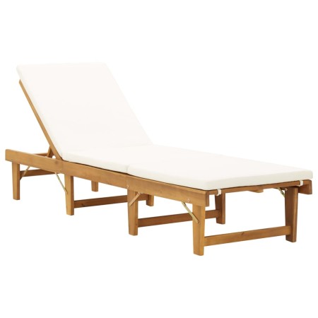 Tumbona plegable con cojín madera maciza de acacia en Tumbonas | Comprar online en Foro24