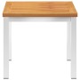 Mesa auxiliar jardín madera acacia acero inoxidable 45x45x38cm