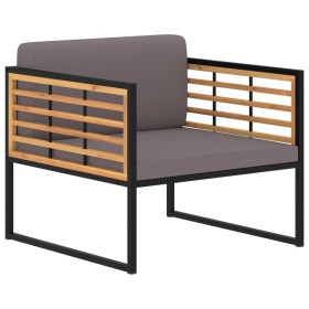 Sillas jardín 2 uds y cojines madera maciza acacia gris oscuro Sillas jardín 2 uds y cojines madera maciza acacia gris oscuro