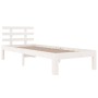 Estructura de cama individual madera maciza blanca