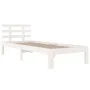 White single solid wood bed frame 75x190 cm by vidaXL, Beds and slatted bases - Ref: Foro24-814715, Price: 73,93 €, Discount: %