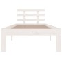 Estructura de cama individual madera maciza blanca