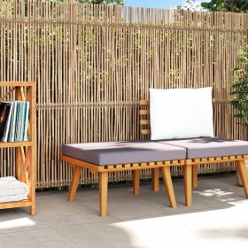 Reposapiés de jardín y cojín madera maciza acacia 60x60x29 cm Reposapiés de jardín y cojín madera maciza acacia 60x60x29 cm