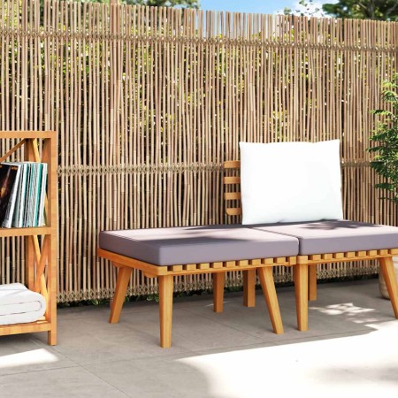 Reposapiés de jardín y cojín madera maciza acacia 60x60x29 cm