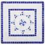Mesa de mosaico para cafetería cerámica azul y blanco 60 cm