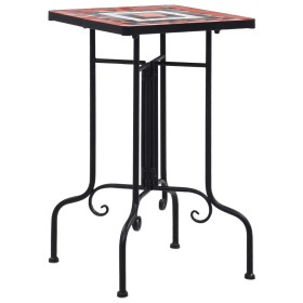 Mesa auxiliar de mosaico cerámica terracota y blanco