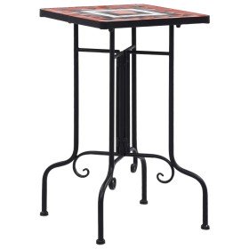 Mesa auxiliar de mosaico cerámica terracota y blanco