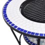 vidaXl Brasero de mosaico cerámica azul y blanco 68 cm