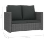Set de muebles de jardín 2 pzas y cojines ratán sintético gris