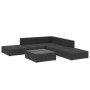 Set muebles de jardín 6 piezas y cojines ratán sintético negro