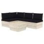 Muebles de jardín de palets 5 piezas y cojines madera de abeto