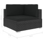 Set muebles de jardín y cojines 6 piezas ratán sintético negro