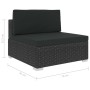 Set muebles de jardín 6 piezas y cojines ratán sintético negro