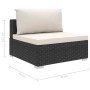 Set muebles de jardín 8 piezas y cojines ratán sintético negro