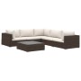 Set muebles de jardín 6 piezas y cojines ratán sintético marrón