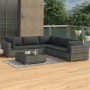 Set de muebles de jardín 6 pzas y cojines ratán sintético gris