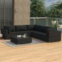 Set muebles de jardín 6 piezas y cojines ratán sintético negro