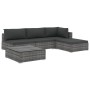 Set de muebles de jardín 5 pzas y cojines ratán sintético gris