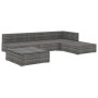 Set de muebles de jardín 5 pzas y cojines ratán sintético gris