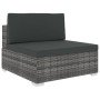 Asiento seccional central con cojines 1ud ratán sintético gris