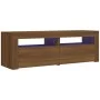 Mueble de TV con luces LED marrón roble 120x35x40 cm de vidaXL, Muebles TV - Ref: Foro24-815686, Precio: 150,27 €, Descuento: %