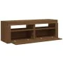Mueble de TV con luces LED marrón roble 120x35x40 cm de vidaXL, Muebles TV - Ref: Foro24-815686, Precio: 150,27 €, Descuento: %