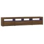Mueble de TV con luces LED marrón roble 210x35x40 cm de vidaXL, Muebles TV - Ref: Foro24-3152737, Precio: 179,39 €, Descuento: %