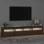Mueble de TV con luces LED marrón roble 210x35x40 cm de vidaXL, Muebles TV - Ref: Foro24-3152737, Precio: 179,39 €, Descuento: %