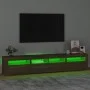 Mueble de TV con luces LED marrón roble 210x35x40 cm de vidaXL, Muebles TV - Ref: Foro24-3152737, Precio: 179,39 €, Descuento: %