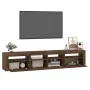 Mueble de TV con luces LED marrón roble 210x35x40 cm de vidaXL, Muebles TV - Ref: Foro24-3152737, Precio: 179,39 €, Descuento: %