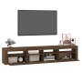 Mueble de TV con luces LED marrón roble 210x35x40 cm