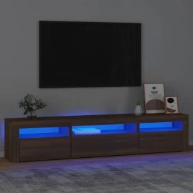 Mueble de TV con luces LED marrón roble 195x35x40 cm de vidaXL, Muebles TV - Ref: Foro24-3152745, Precio: 168,40 €, Descuento: %