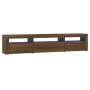 TV cabinet with LED lights oak brown 195x35x40 cm by vidaXL, TV Furniture - Ref: Foro24-3152745, Price: 168,40 €, Discount: %
