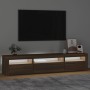 TV-Schrank mit LED-Leuchten Eiche braun 195x35x40 cm von vidaXL, TV-Möbel - Ref: Foro24-3152745, Preis: 155,12 €, Rabatt: %