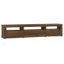 TV cabinet with LED lights oak brown 195x35x40 cm by vidaXL, TV Furniture - Ref: Foro24-3152745, Price: 168,40 €, Discount: %