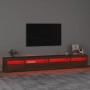 Mueble de TV con luces LED roble marrón 270x35x40 cm de vidaXL, Muebles TV - Ref: Foro24-3152753, Precio: 197,15 €, Descuento: %
