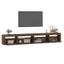 Mueble de TV con luces LED roble marrón 270x35x40 cm de vidaXL, Muebles TV - Ref: Foro24-3152753, Precio: 197,15 €, Descuento: %