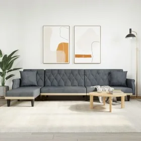 L-förmiges Schlafsofa aus dunkelgrauem Samt, 271 x 140 x 70 cm von vidaXL, Sofas - Ref: Foro24-3157277, Preis: 452,04 €, Raba...