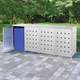 Quadruple stainless steel garbage container shed 240L by vidaXL, Waste container supports - Ref: Foro24-145382, Price: 580,98...