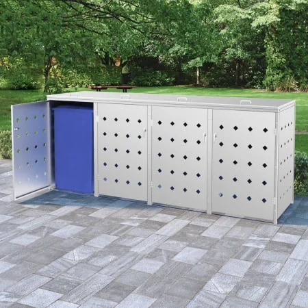 Quadruple stainless steel garbage container shed 240L by vidaXL, Waste container supports - Ref: Foro24-145382, Price: 580,98...