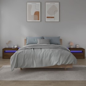 Bedside tables with LED 2 pcs oak brown 60x35x40 cm by vidaXL, Nightstands - Ref: Foro24-3144974, Price: 127,33 €, Discount: %