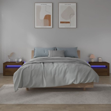 Bedside tables with LED 2 pcs oak brown 60x35x40 cm by vidaXL, Nightstands - Ref: Foro24-3144974, Price: 127,33 €, Discount: %