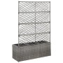 Enrejado y arriate 3 macetas ratán sintético gris 83x30x130 cm en Maceteros y jardineras | Comprar online en Foro24