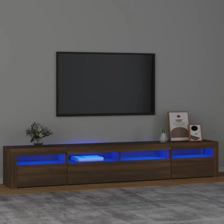 TV stand with LED lights in brown oak, 240x35x40 cm by vidaXL, TV Furniture - Ref: Foro24-3152729, Price: 189,39 €, Discount: %