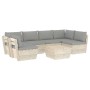 Muebles de jardín de palets 7 piezas y cojines madera de abeto