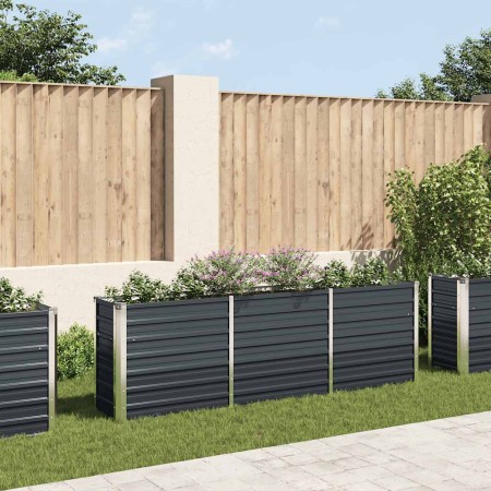 Arriate de jardín de acero galvanizado antracita 240x40x77 cm