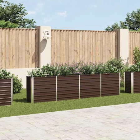 Jardinera elevada de acero galvanizado marrón 320x40x77 cm