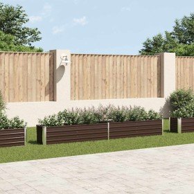Arriate de jardín de acero galvanizado marrón 320x40x45 cm Arriate de jardín de acero galvanizado marrón 320x40x45 cm