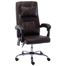 Silla de oficina de masaje de cuero sintético marrón de vidaXL, Sillas de oficina - Ref: Foro24-20293, Precio: 170,94 €, Desc...