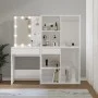 Tocador con LED y 2 armarios madera contrachapada blanco brillo de vidaXL, Tocadores para dormitorios - Ref: Foro24-3082032, ...
